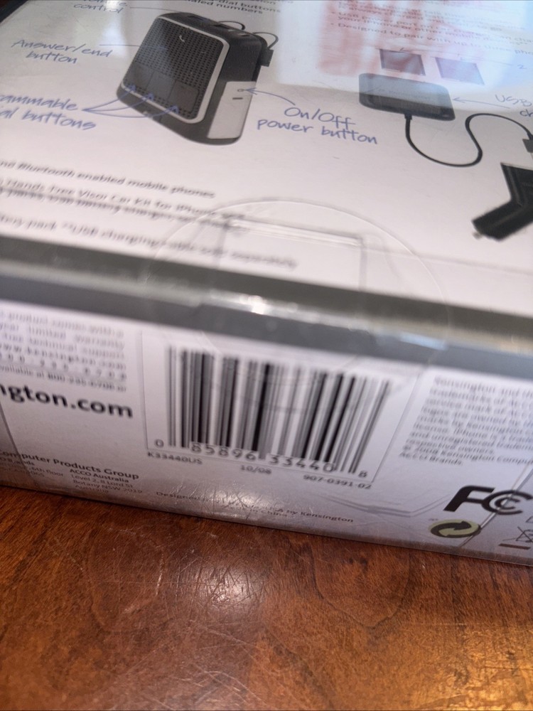 Kensington Hands Free Visor Car Kit For iPhone And Bluetooth Sealed New