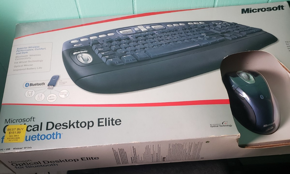Microsoft Optical Desktop Elite Bluetooth NEW SEALED Vintage Keyboard Mouse XP