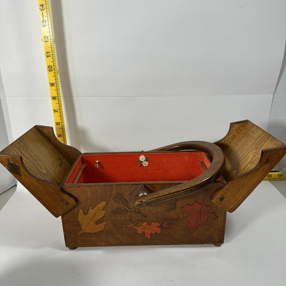 Box, Wood, Maple Leaf Laid, Storage, Sewing, Coffee Table Storage