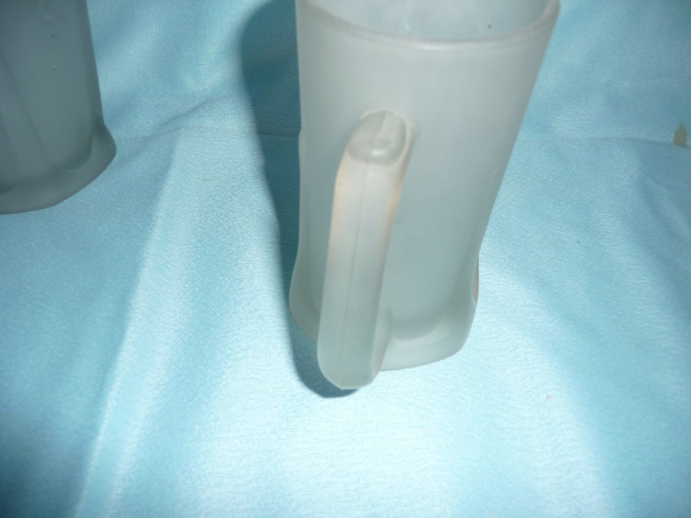 Frosted Glass Pitcher and Two Mugs