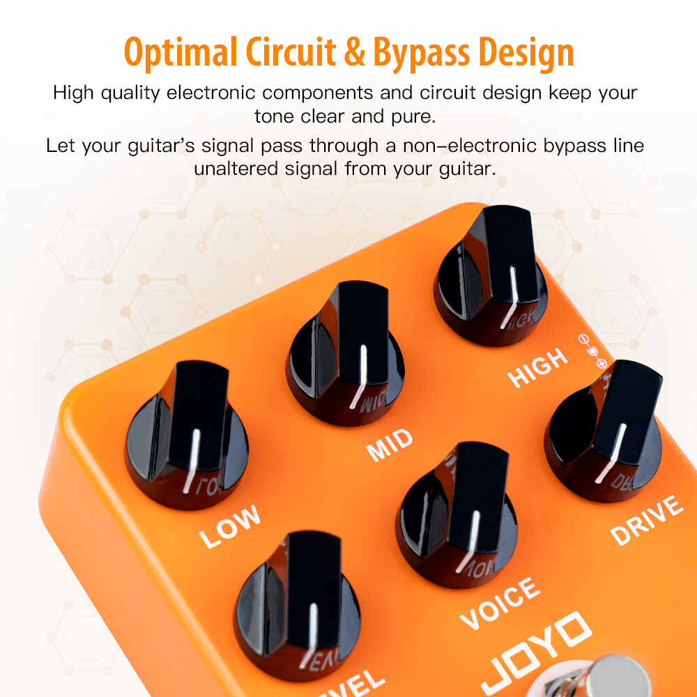 JOYO Overdrive Guitar Effect Pedal Orange Amplifier Simulation Distortion (Open)