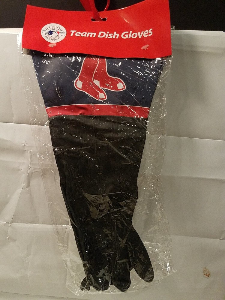 Boston Red Sox Team Dish Rubber Gloves MLB Baseball NWT Black Kitchen