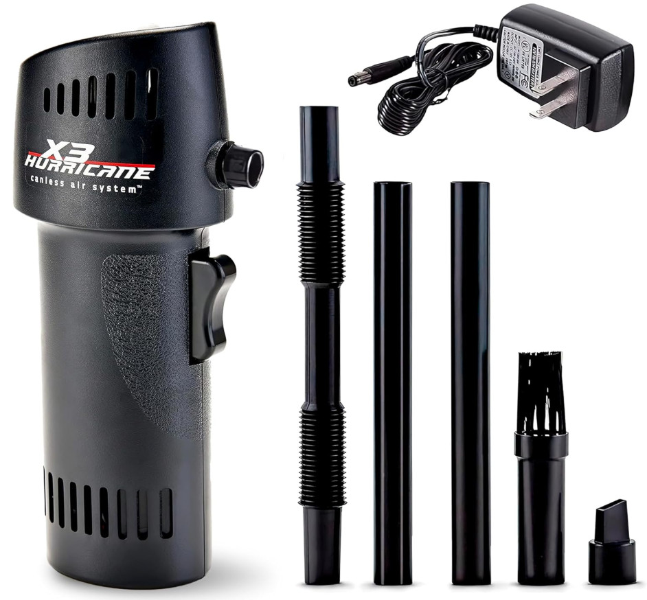 O2 Hurricane Canless Air Duster Rechargeable  Air System - Black