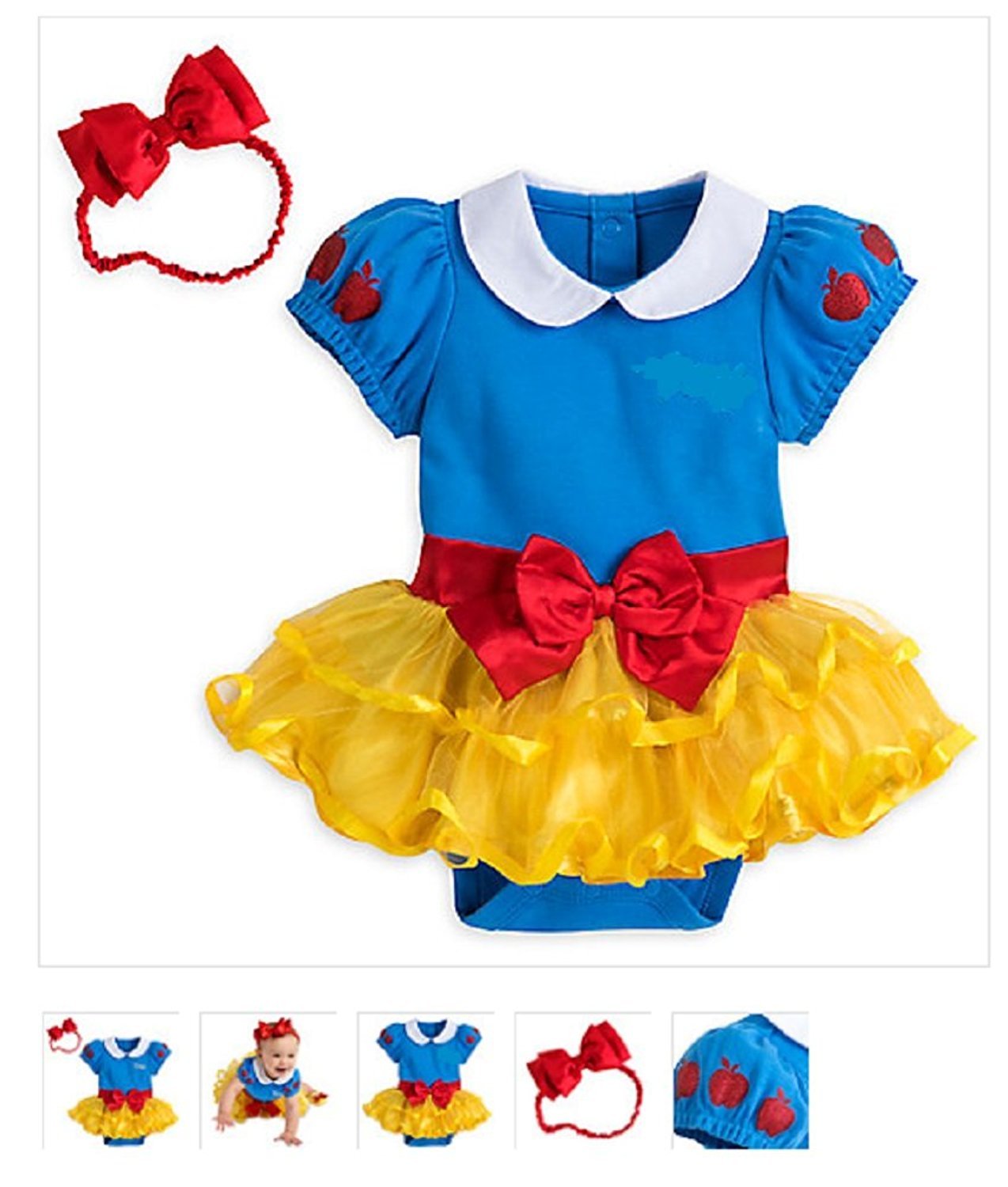 Disney Store Princess Snow White Baby Girl Costume Bodysuit Size 18/24 Months