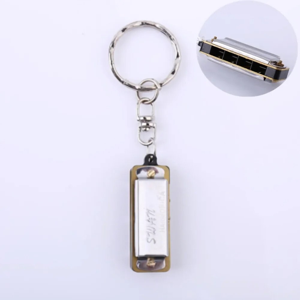 Metal Chain Silver Tone Necklace Design Mini Harmonica
