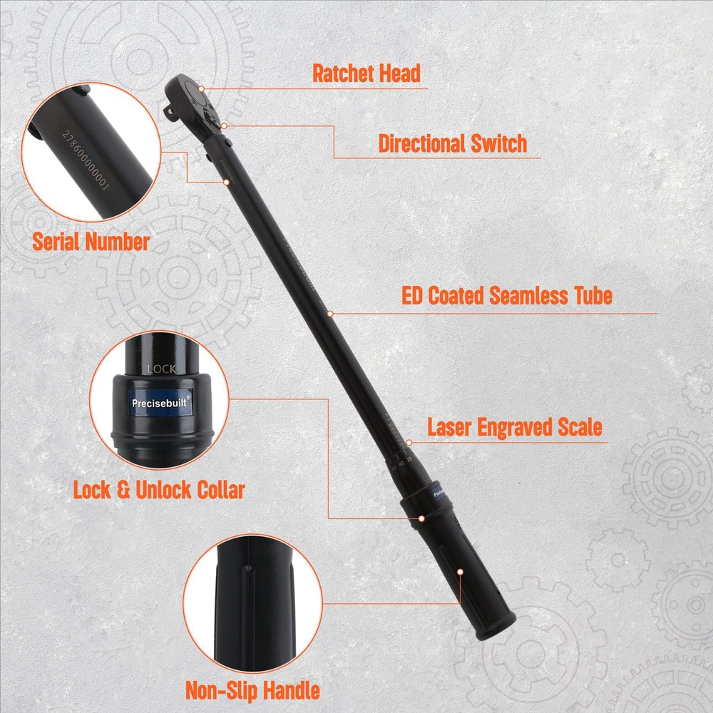 Precisebuilt 3/8" Drive 35-200 in-lb Click Tech Torque Wrench