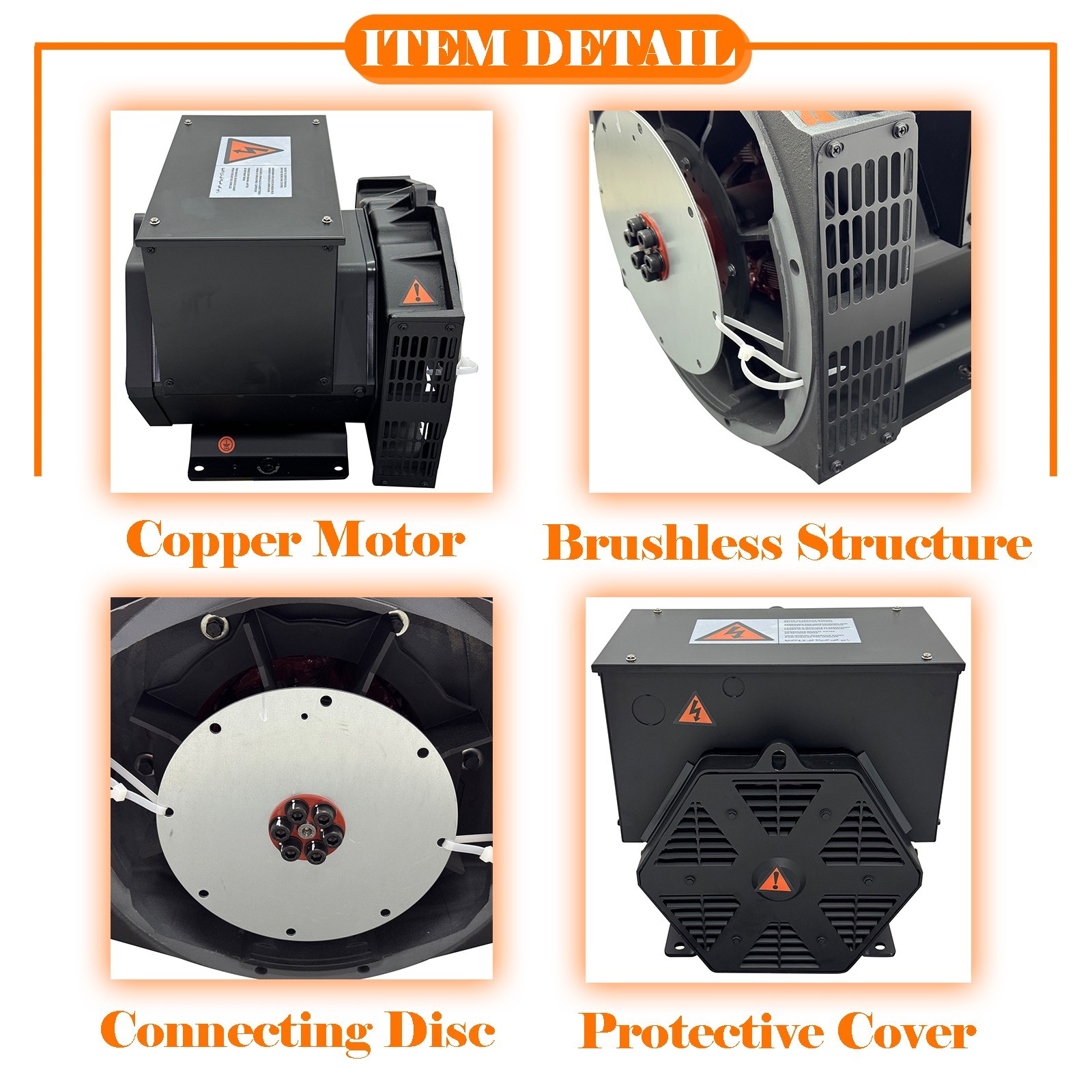 220V 1-Phase Brushless Excitation Alternator 60HZ Pure Copper Wire Generator