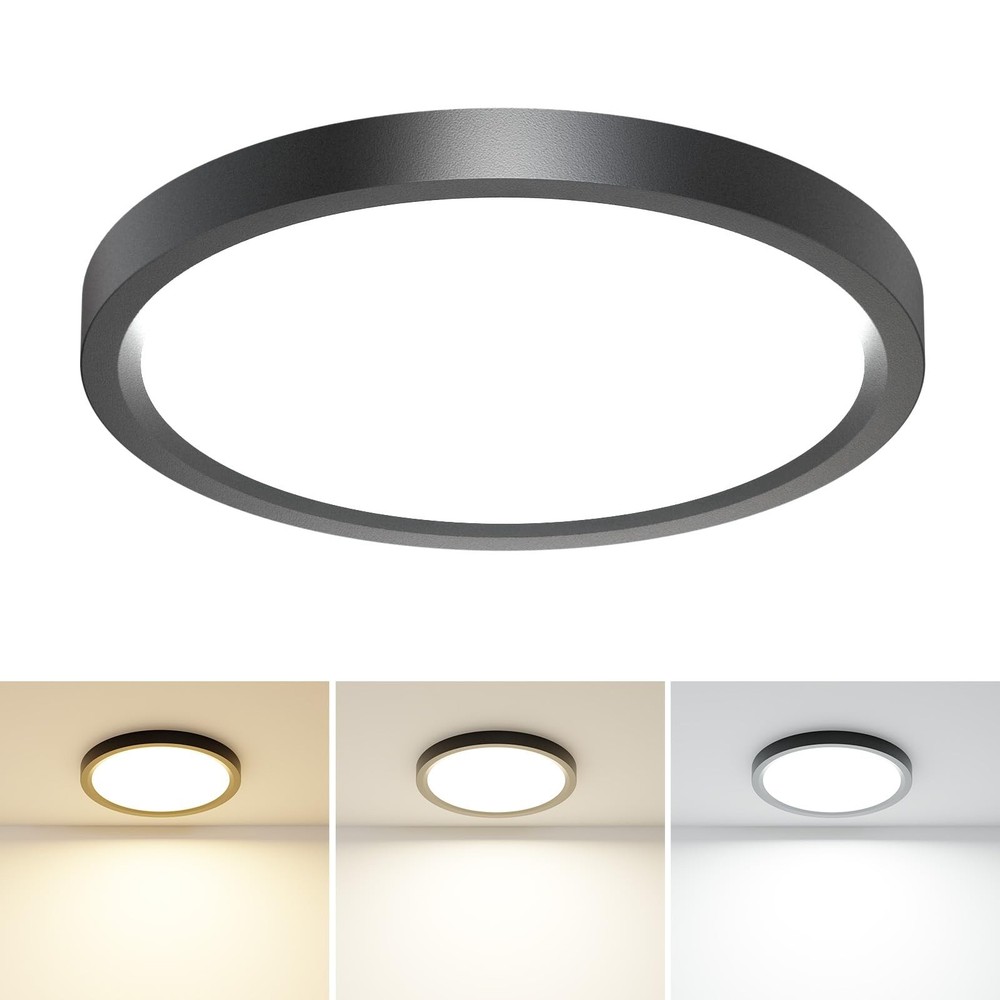 hepside 1PACK LED Flush Mount Ceiling Light, 3CCT 7.5Inch-1pack, Black