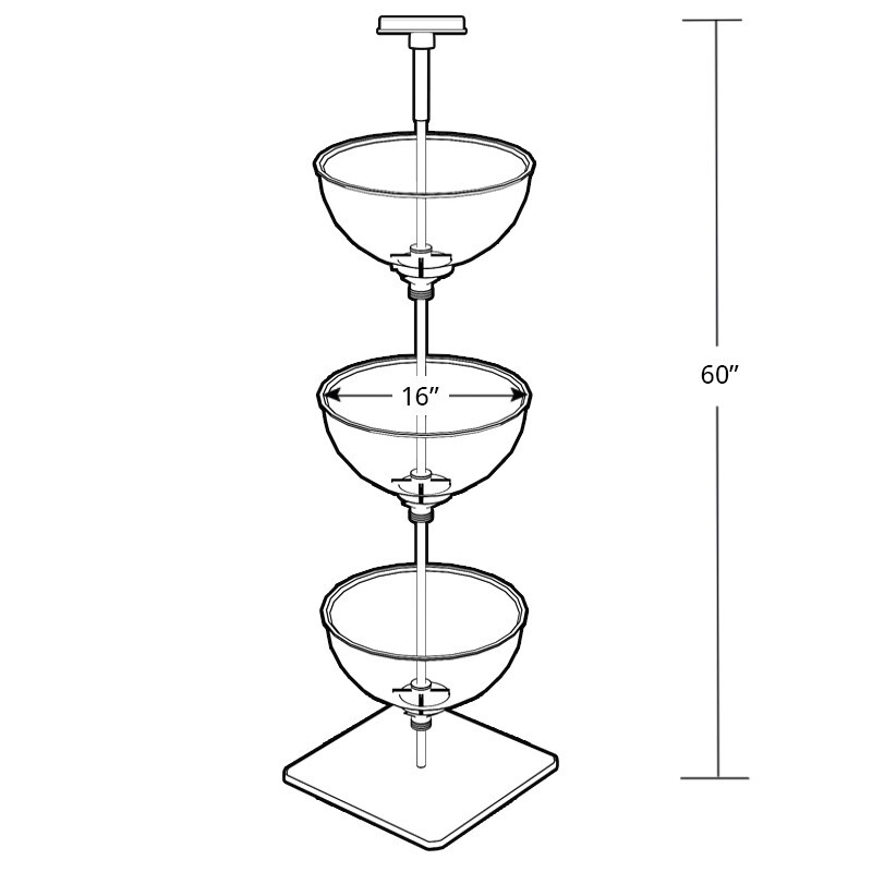 Azar Displays Three-Tiered 16" Bowl Floor Display