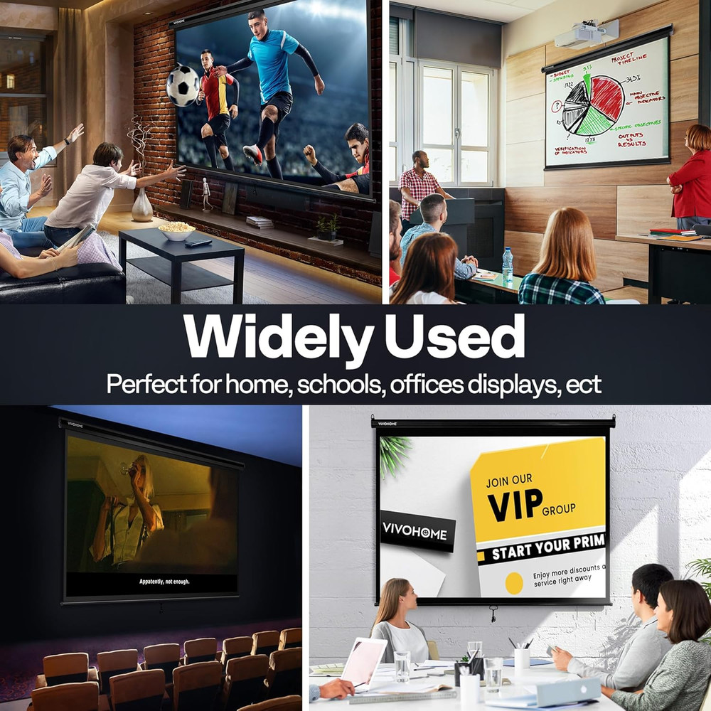 Projector Screen Pull Down, 1:1 120 Inch Retractable Projection Screen, HD 4K Ma