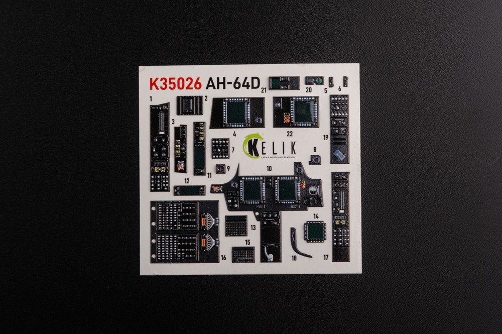 AH-64D Apache interior 3D decals for Meng kit 1/35 Kelik K35026