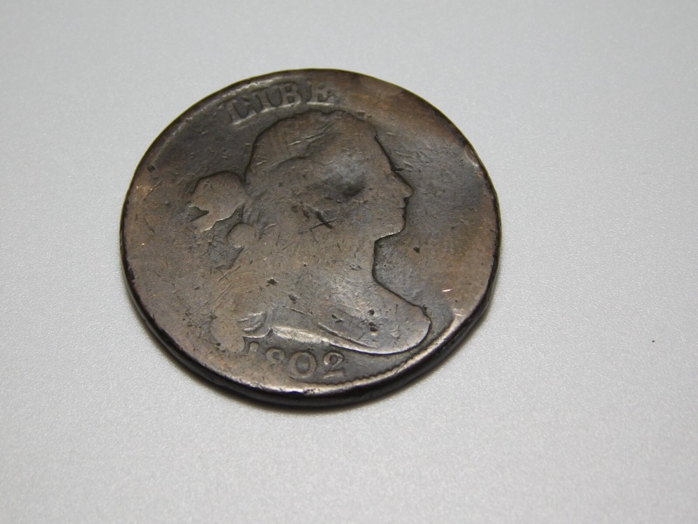 VINTAGE US COPPER COINS 1802 DRAPED BUST LARGE CENT