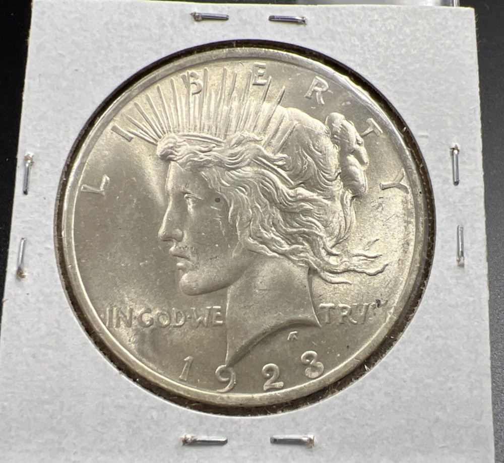 1923 P $1 Peace Silver Dollar Coin Reverse Lamination Error CH BU