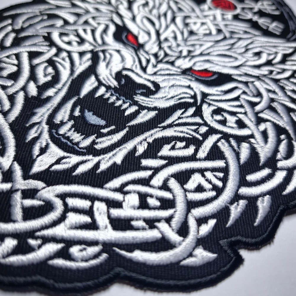 Viking Wolf Back Patch Embroidered Large Norse Biker Jacket Vest Patch