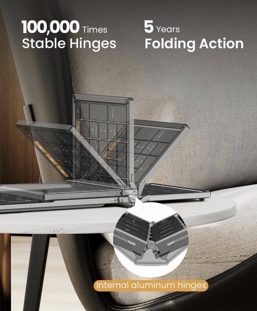 ProtoArc Foldable Keyboard and Mouse, XKM01 True Full-Size Folding Wireless