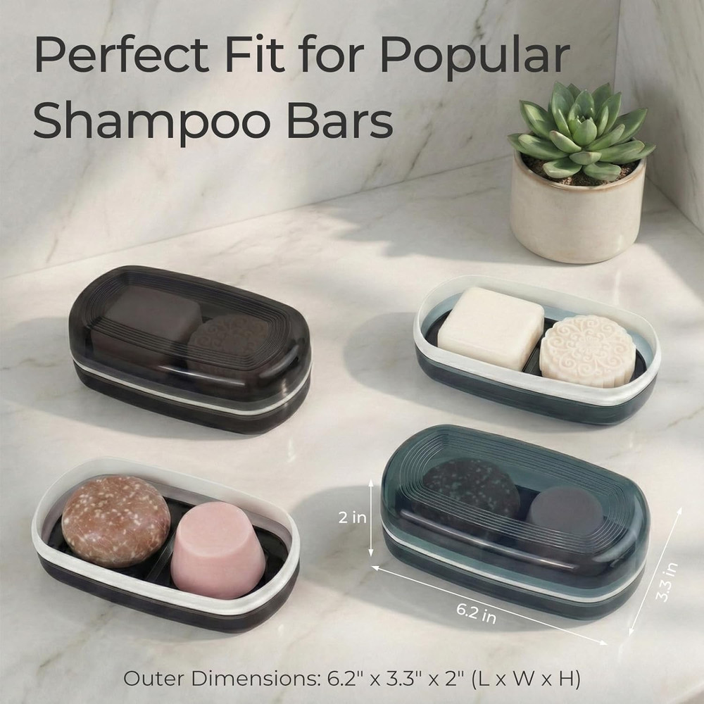 Shampoo Bar Holder Travel Case for Two Bars – Compatible with Kitsch Solid Shamp