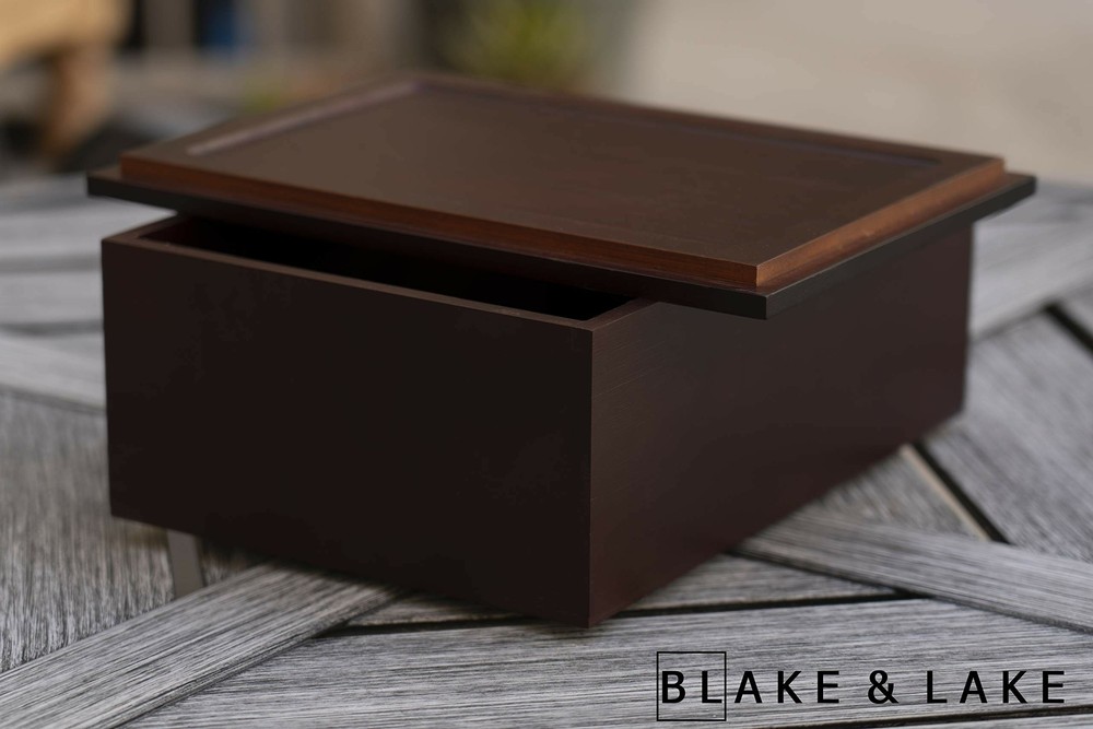 Wood Stash Box with Rolling Tray - Large Wood Keepsake Box with Removeable Lid