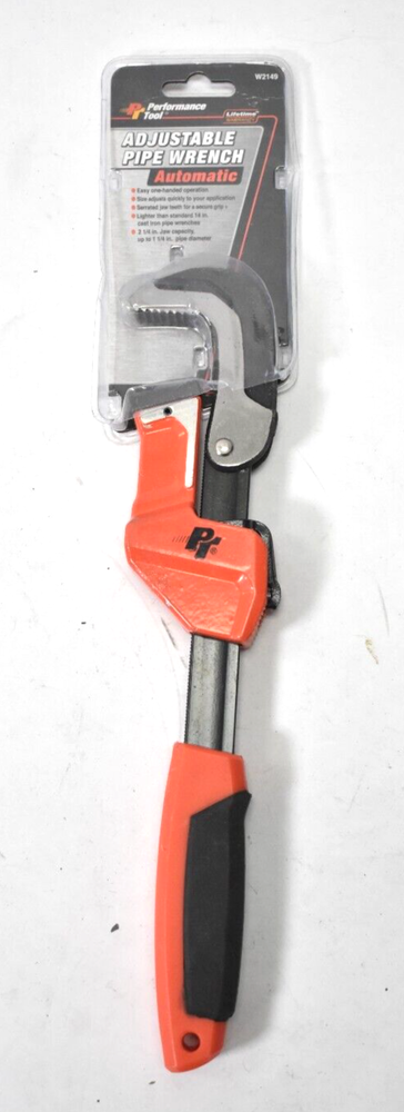 Performance Tool Automatic Adjustable Pipe Wrench Hardware Tool Red W2149