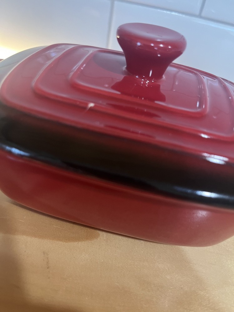 ROCQ Assorted Red & Black Cocotte Ceramic Bakeware Set Creme Brûlée 5 Piece