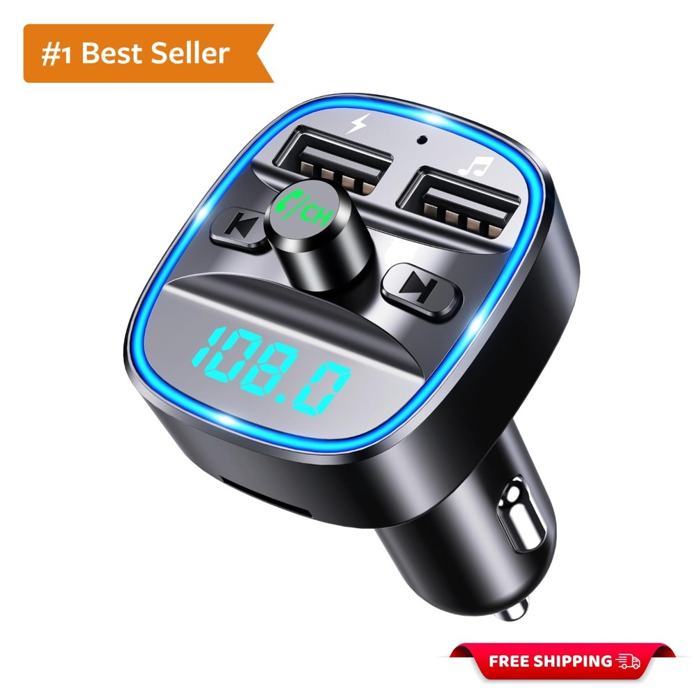 Compact Bluetooth FM Transmitter - Hands-Free Calls & Multi-Device Compatibility