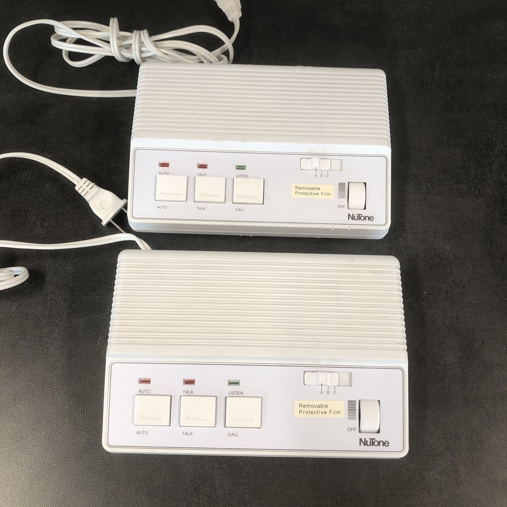 x2 - NUTONE 3 Channel FM Wireless Intercom White Tested/Working Set Replacement