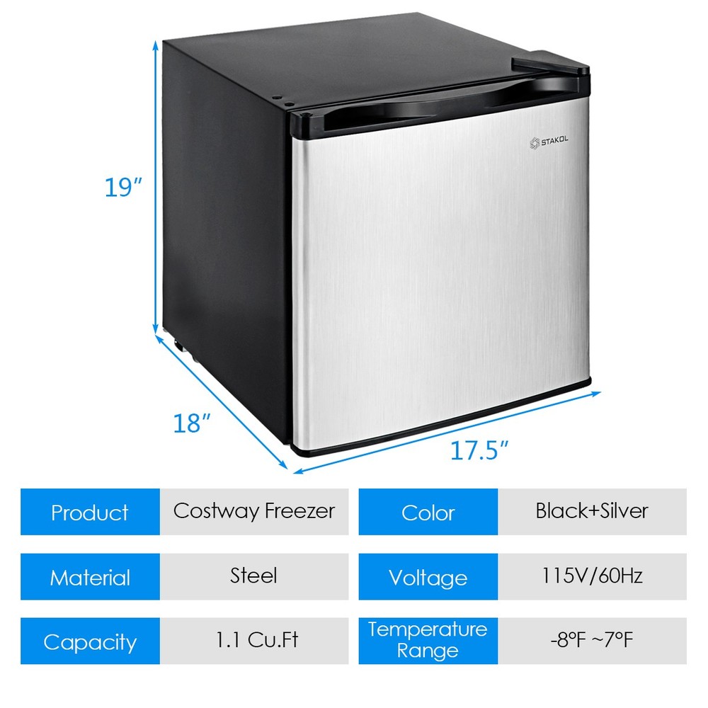 1.1 cu.ft. Compact 2-Tier Mini Upright Freezer 7-Grade Temperature Storage Dorm