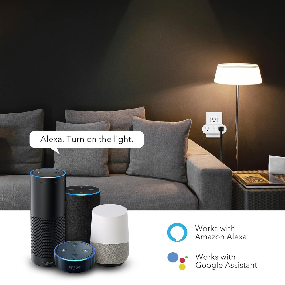 Smart Plug 15A, Wifi&Bluetooth Outlet Extender Dual Socket Plugs Works with Alex