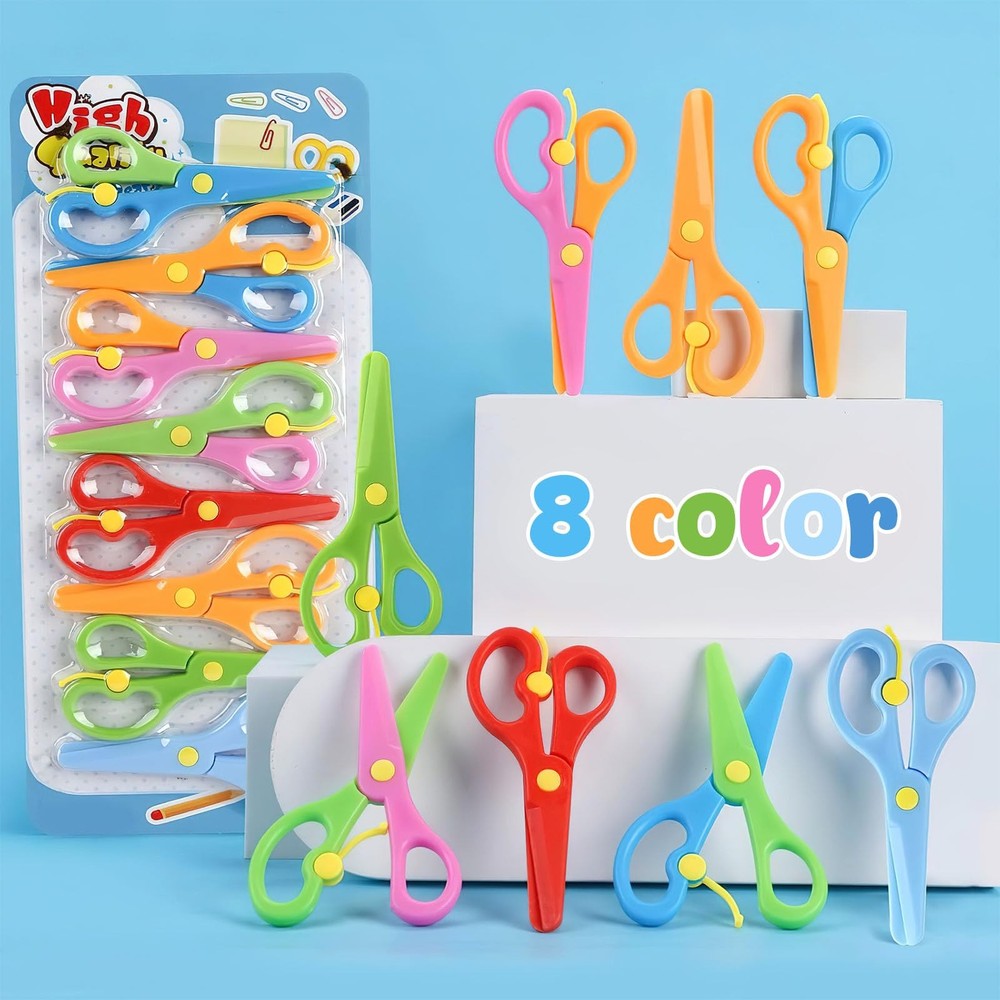 Scissors, 8PCS Blunt Tip Training Safety Scissors Stocking Stuffer for & Chil...