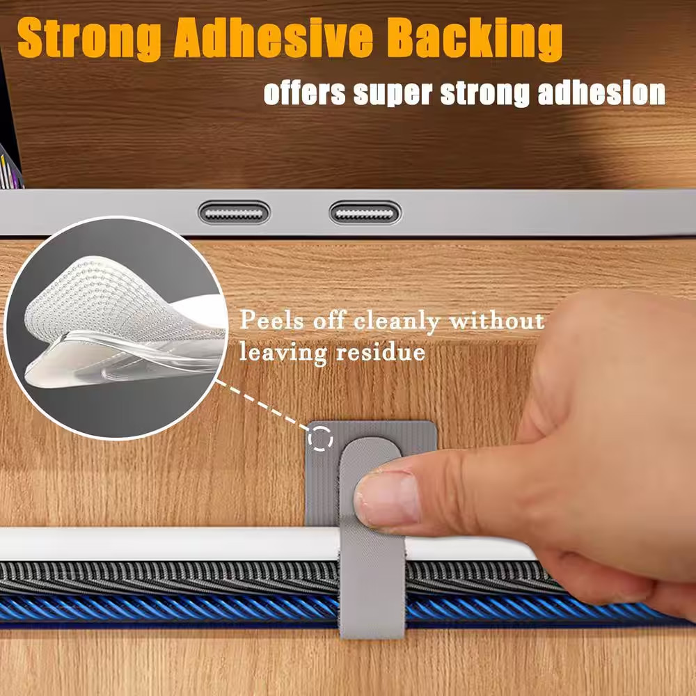 80PCS Hook and Loop Cable Straps Self Adhesive Reusable Wire Organizers Adjustab