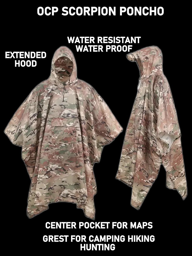 NEW WATERPROOF OCP SCORPION MILITARY PONCHO WET WEATHER SHELTER HALF