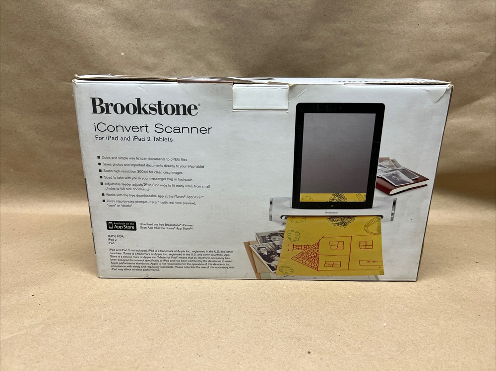 Brookstone iConvert Scanner for iPad and iPad 2 Tablet Devices New Open Box