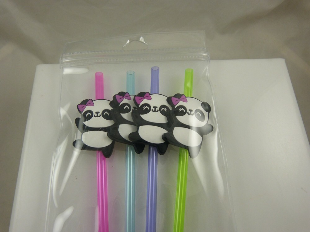 plastic Panda reusable straws multi color tall