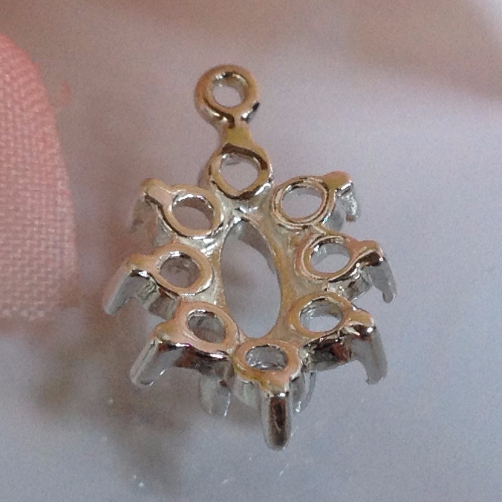 Solid Sterling Silver 8x4mm Marquise Cluster Pre-Notched Dangle Pendant