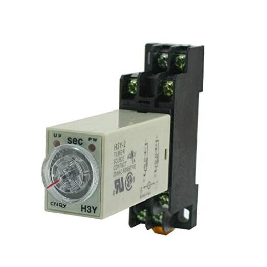 AC 110V Delay Timer Time Relay DPDT 0-60S Second & Base Socket H3Y-2 () AC 110 V