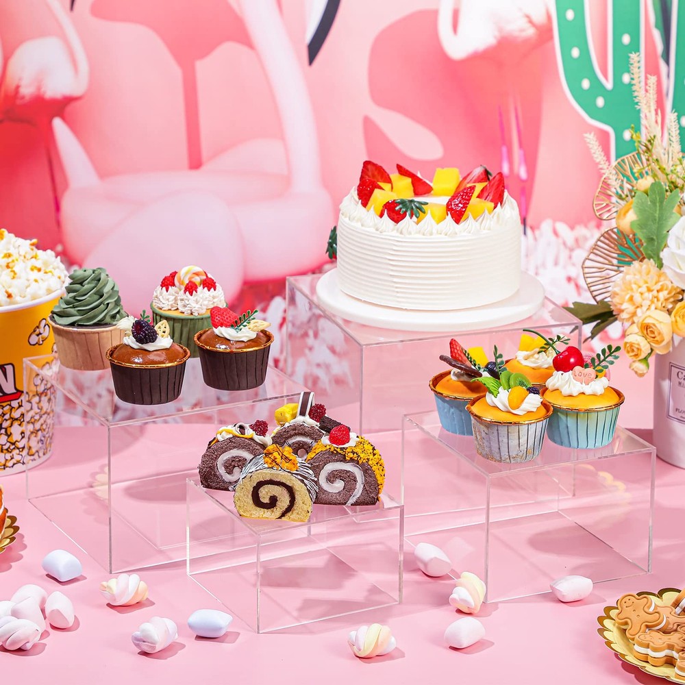 Geelin 6 Pack Acrylic Display Risers Cube Boxes Display Stand