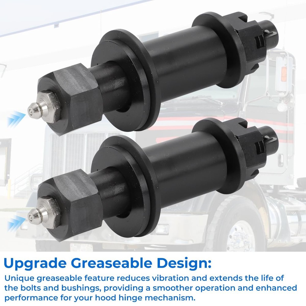 for Peterbilt 379 Accessories Engine Hood Hinge Pivot Bolt Kit Bushing Black