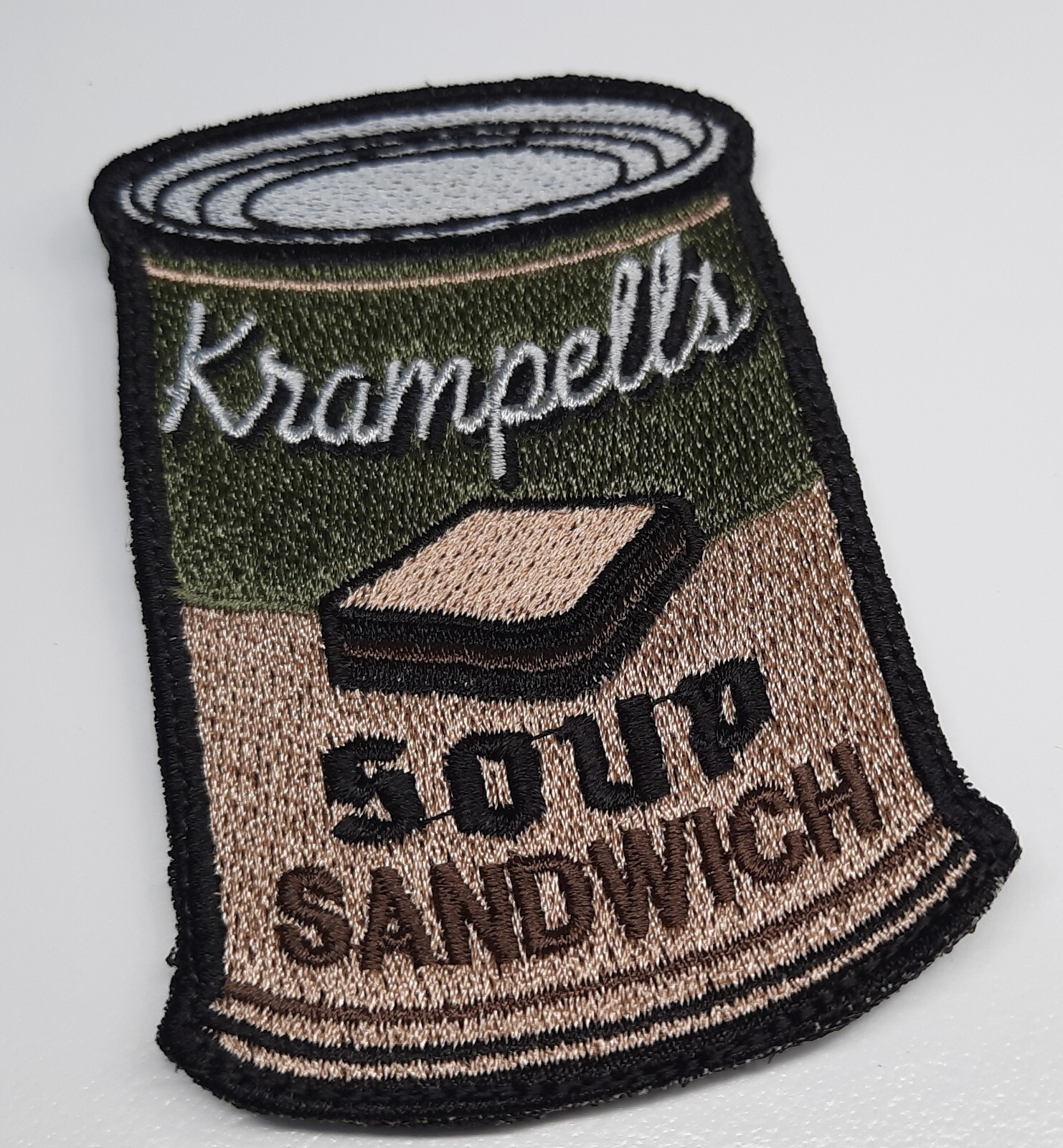 Krampell's Soup Sandwich Can Morale Patch w/ Hook Backing Multicam Subdued