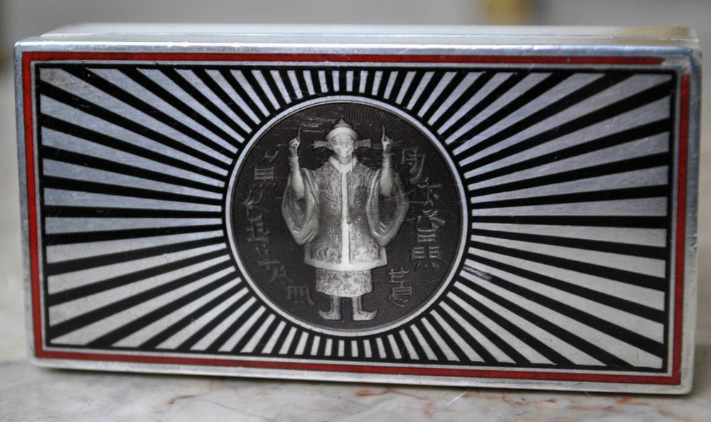 Enameled Silver Box, Chinese Decor, 20th Century