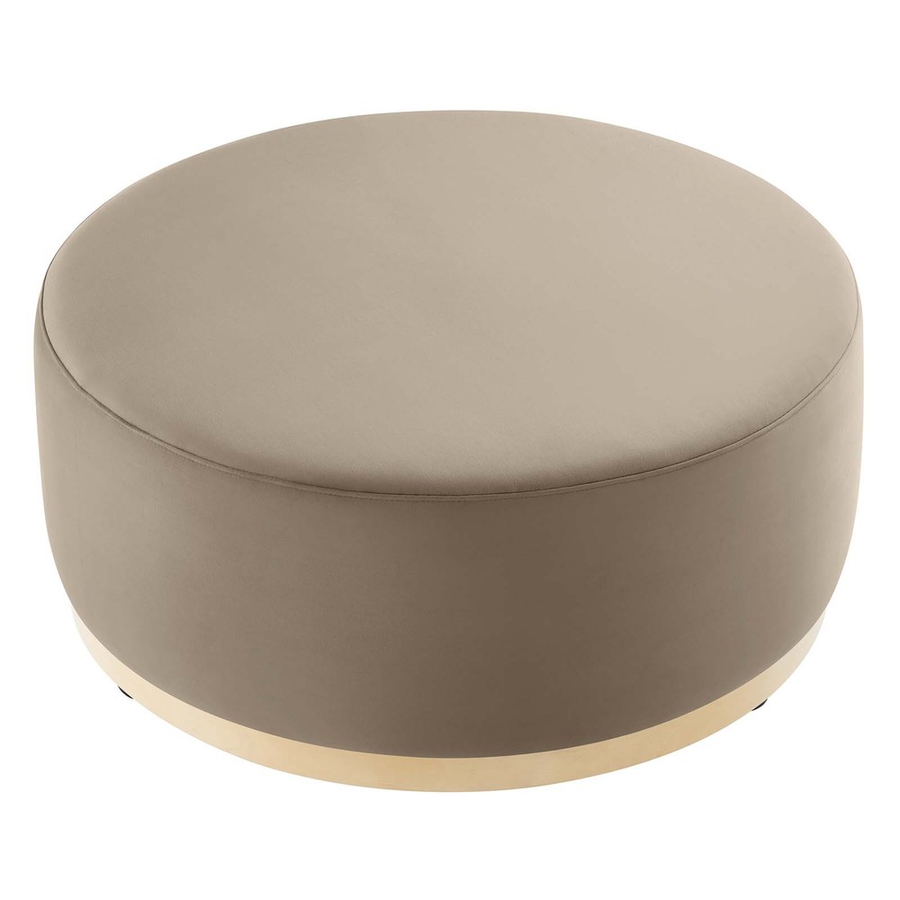 Modway Large 38" Round Performance Velvet Upholstered Ottoman