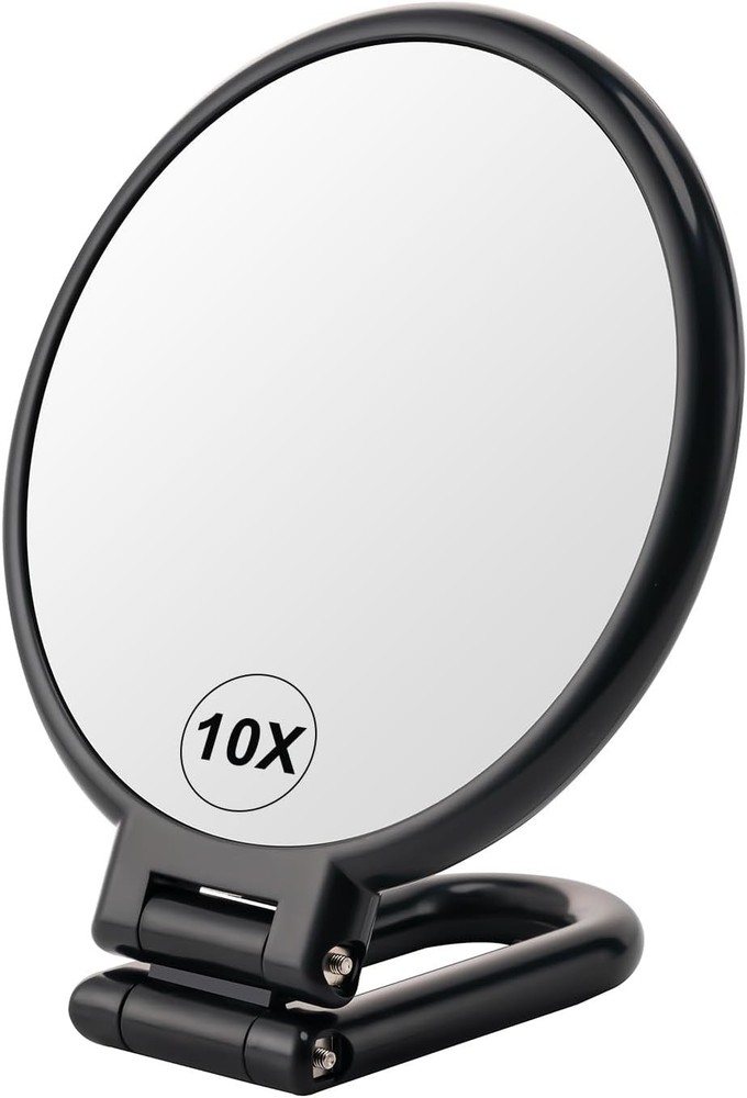 1X/10X Magnifying Handheld Mirror Double Sided, Foldable Travel