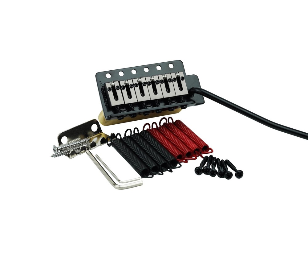 Guyker Guitar Tremolo Bridge with Brass Roller Saddle String Space Black