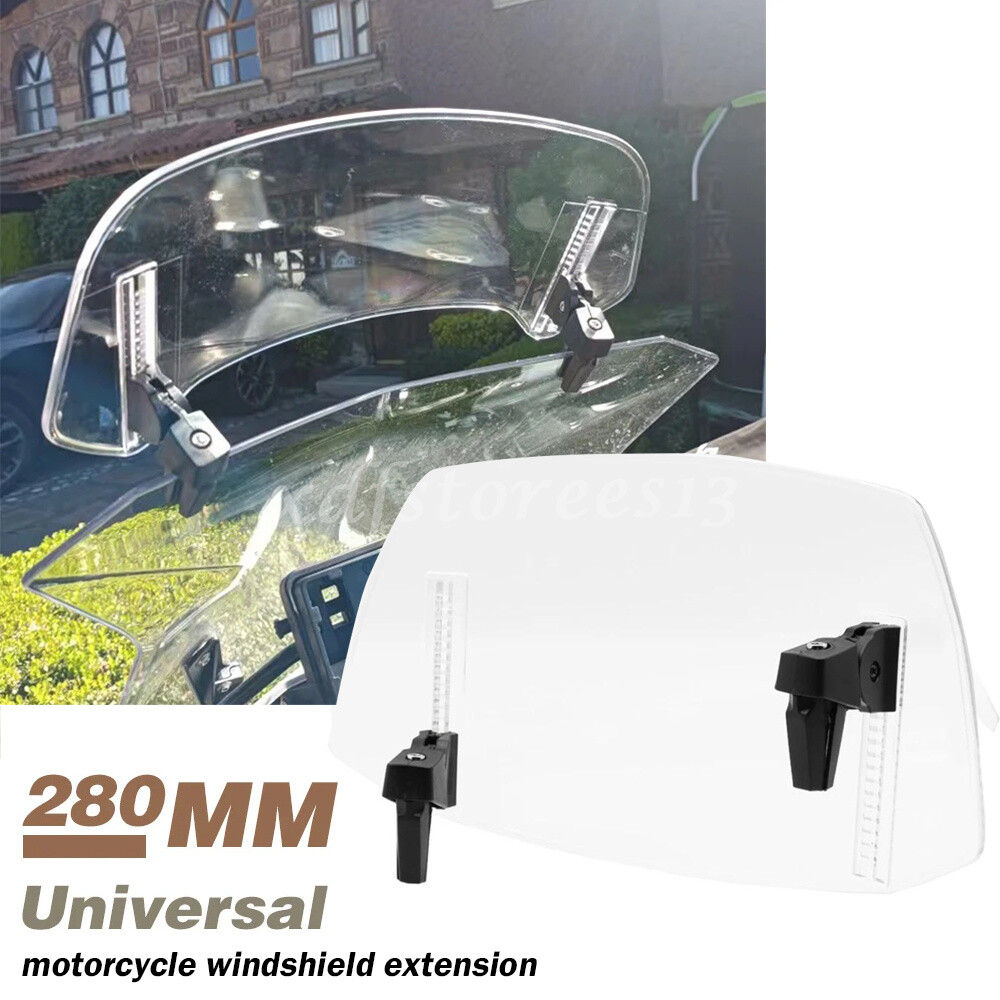 Motorcycle Clip On Universal Windshield Wind Screen Deflector Extension Spoiler