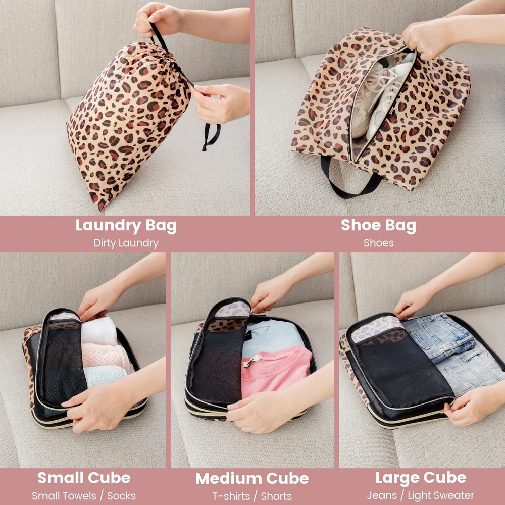 Compression Packing Cubes for Travel 6 Set See Through Mesh Packing Cubes for...