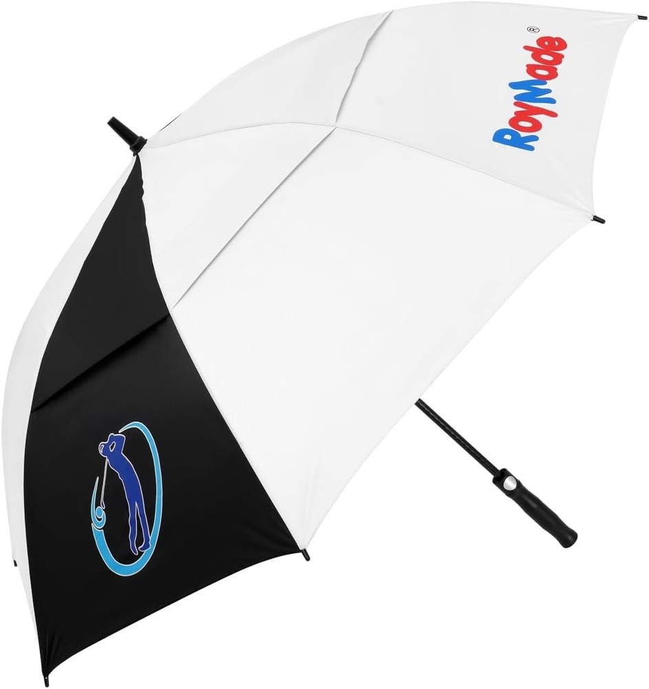 ROYMADE Automatic Open Golf Umbrella Oversize Double Canopy White+Black