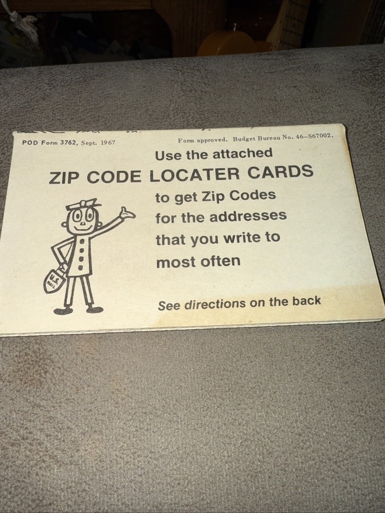 Old Zip code locater cards 1967 from USPS