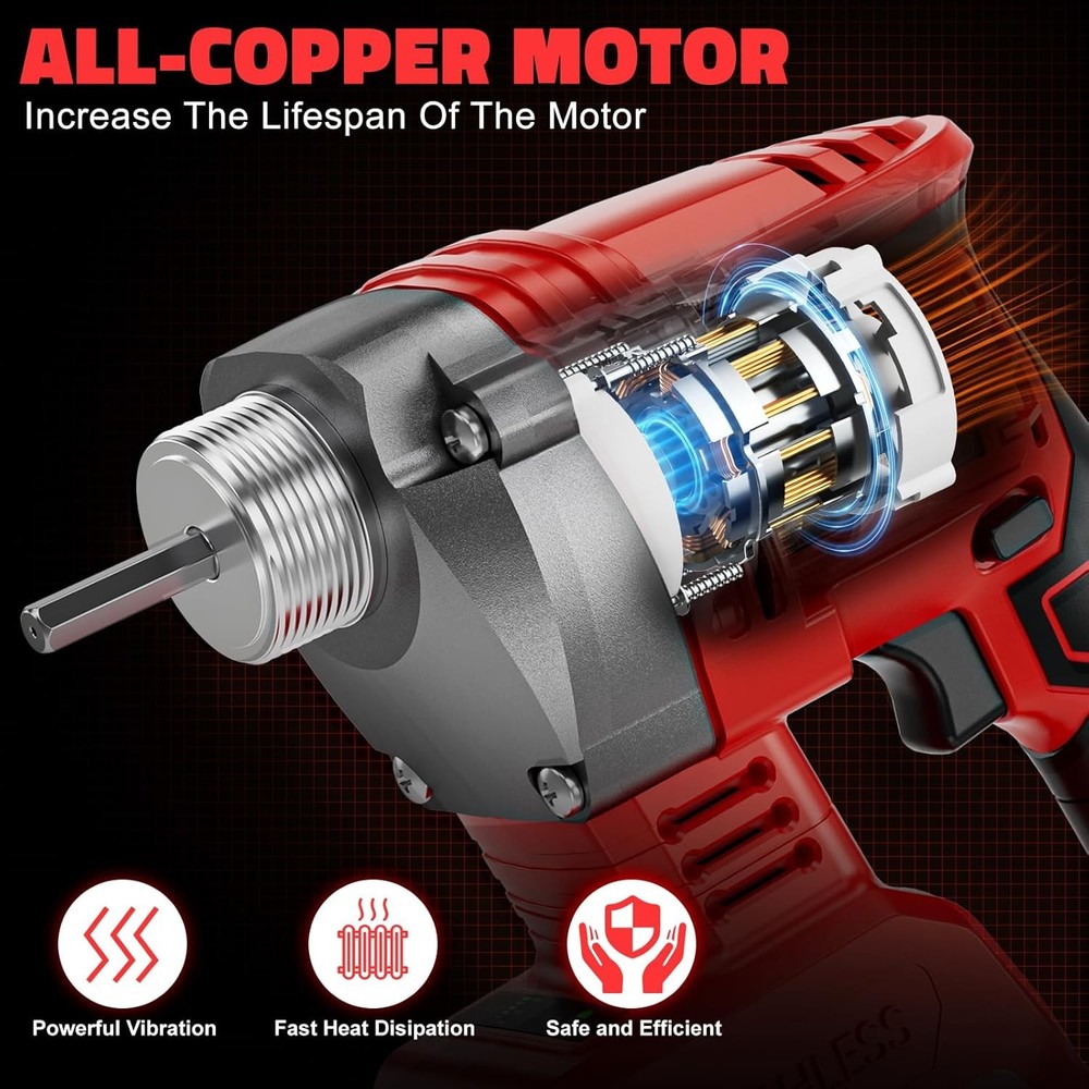 Handheld Concrete Vibrating Tool Compatible with Milwaukee 18V Battery (No Batte