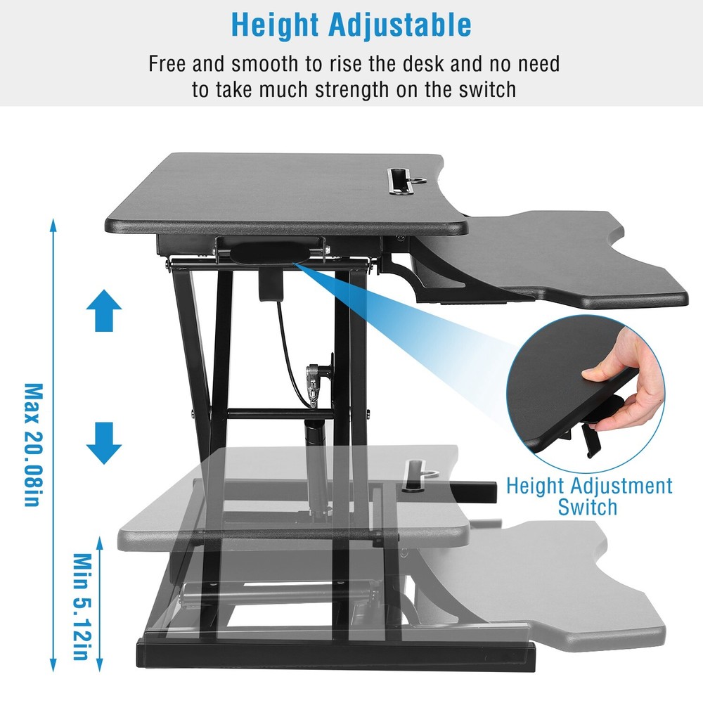 Adjustable Home Office Sofa Bed Tray Desk Converter Computer Stand Up Desk Riser