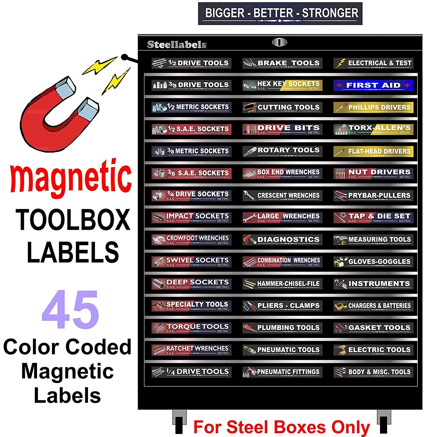 Ultimate Blue Magnetic TOOLBOX LABELS fits all tool chest & cabinets