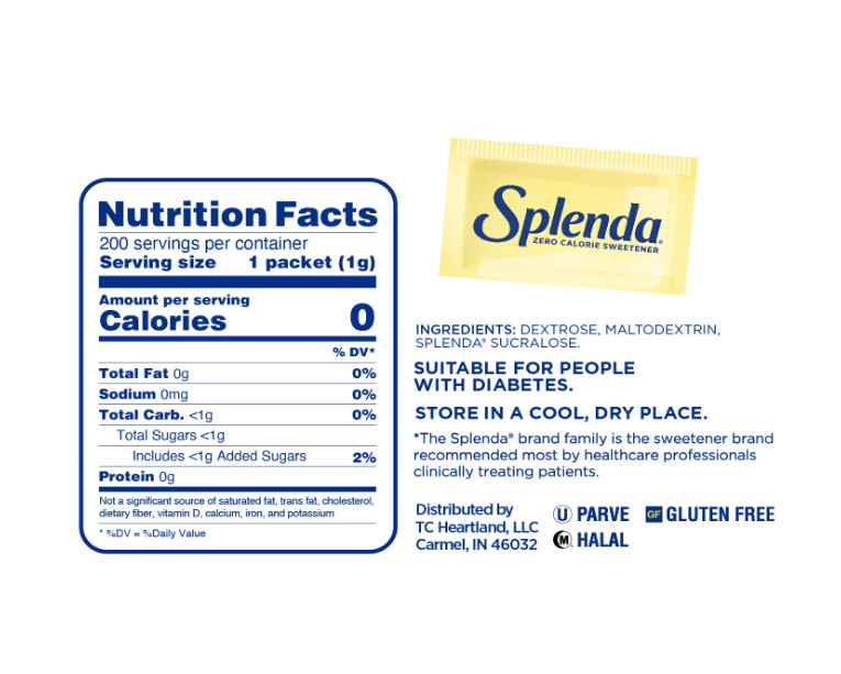 SPLENDA Zero Calorie Sweetener, 200 Count Packets