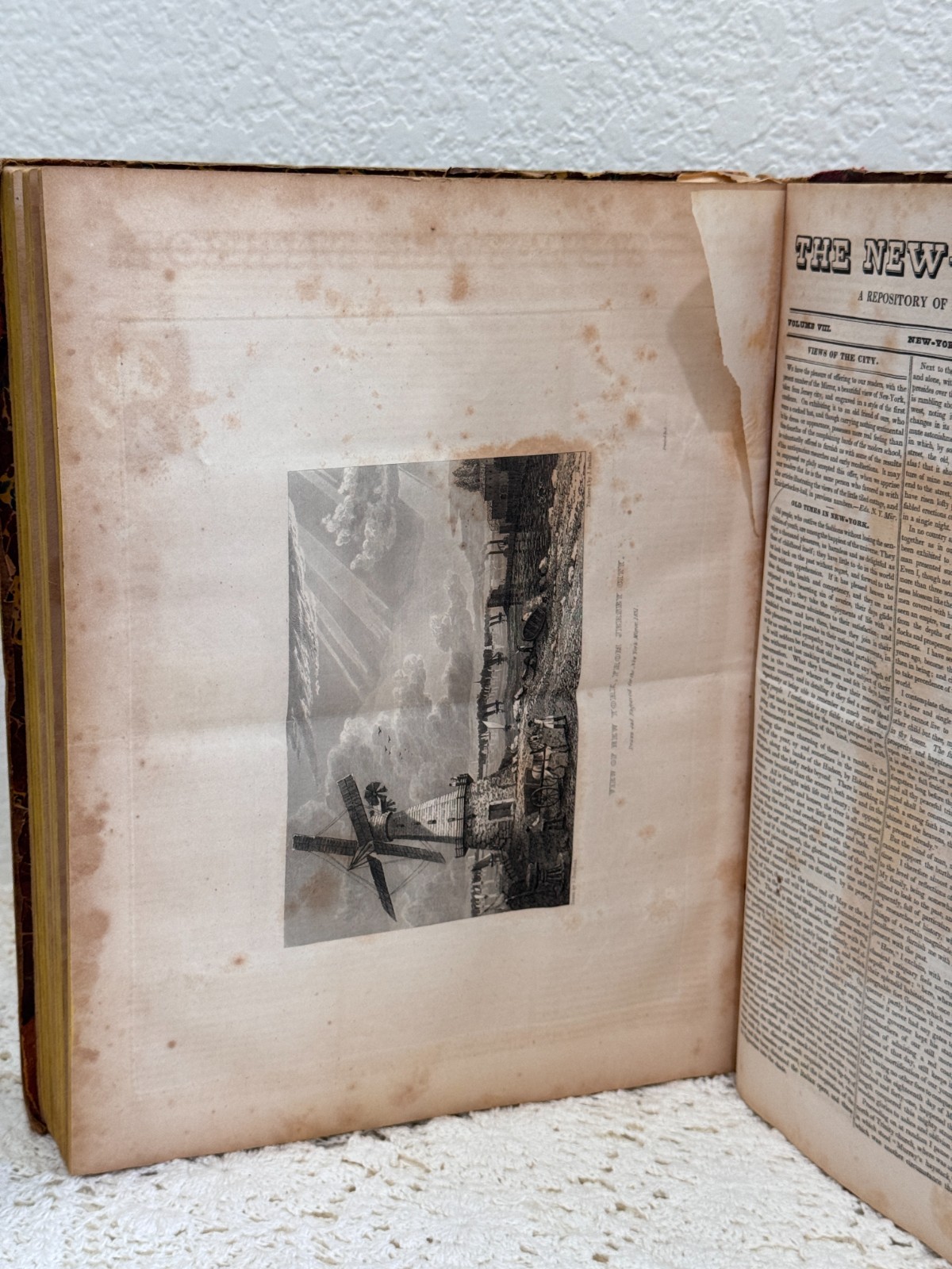 Antique 1830 New York Mirror Vol VIII w/ 1860 Valentine’s Manual Scrip Facsimile